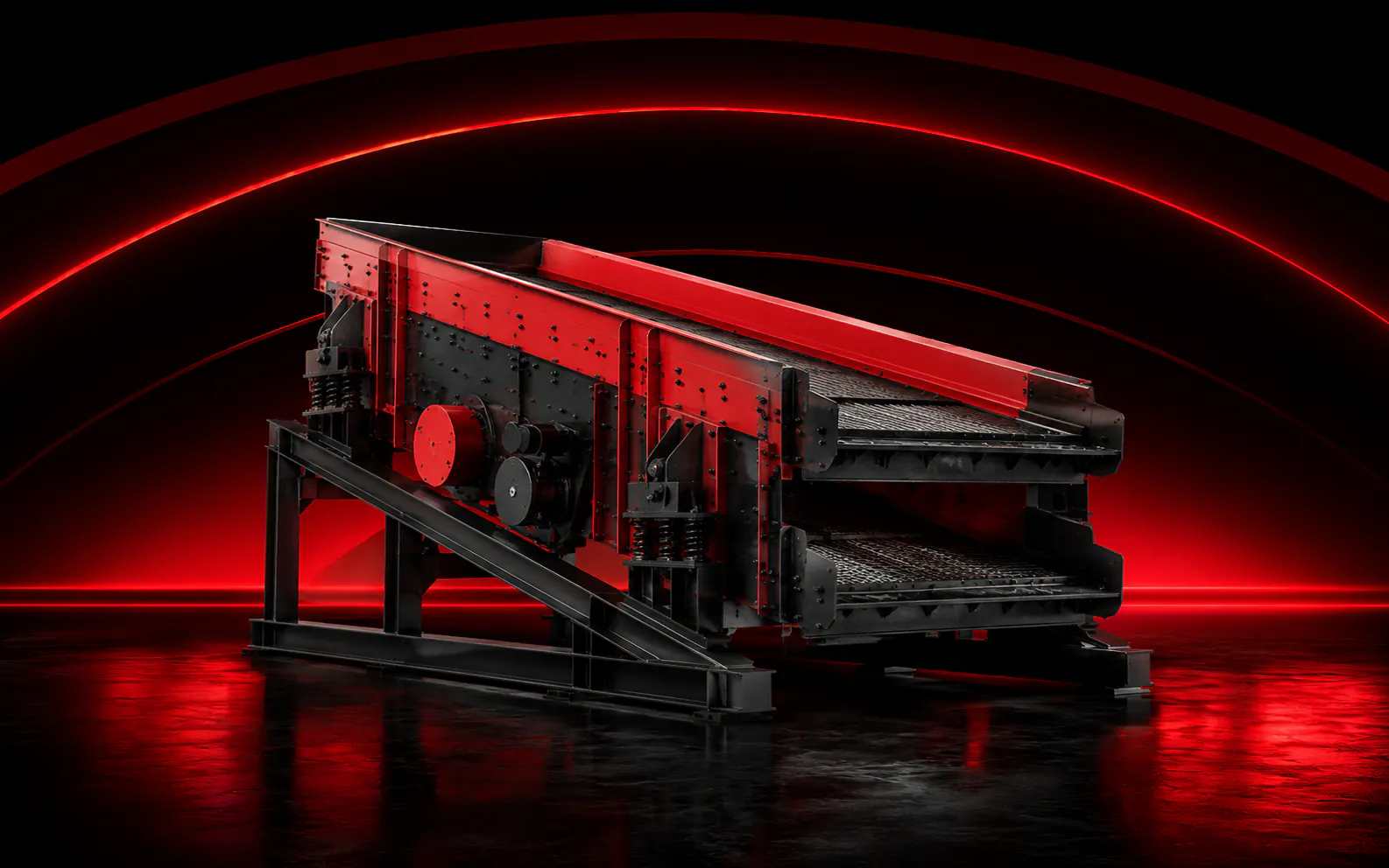 Peneira vibratória industrial com múltiplos decks de classificação